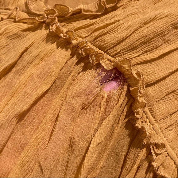 Ulla Johnson Silva Blouse Honey V-Neck Top Fall 100% Silk *Flawed* - Picture 5 of 12